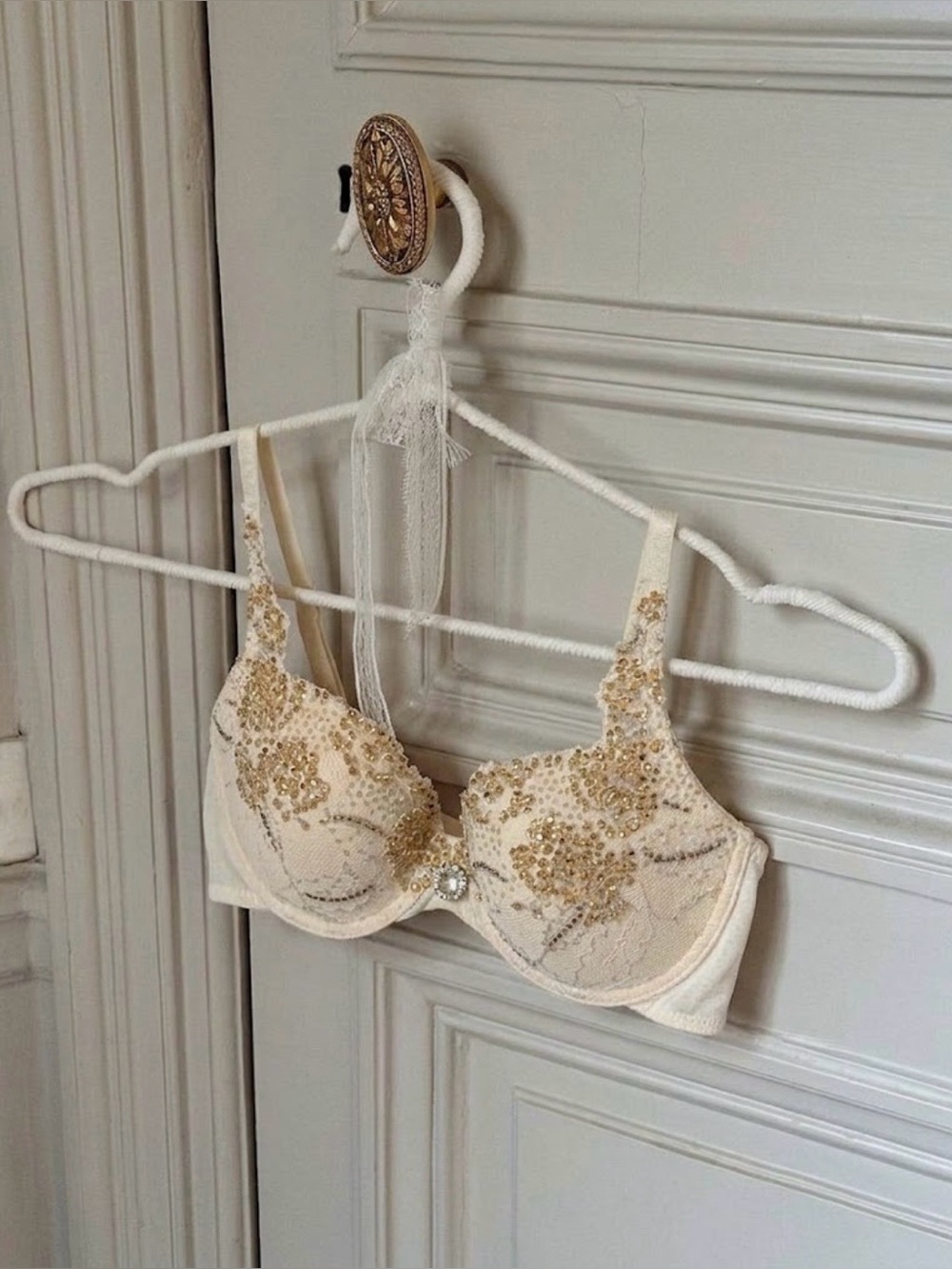 Marciano Champagne Embellished Lace Bra